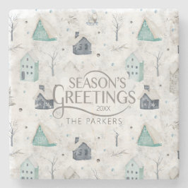 Gezellige Home Kerst Blauwgroen ID985 Stenen Onderzetter