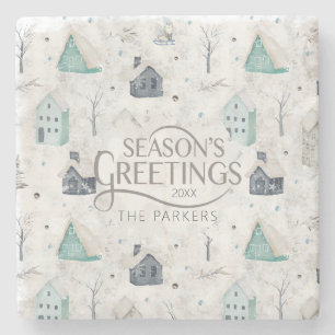 Gezellige Home Kerst Blauwgroen ID985 Stenen Onderzetter