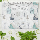 Gezellige Home Kerst Blauwgroen ID985 Theedoek (Gevouwen)