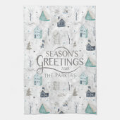 Gezellige Home Kerst Blauwgroen ID985 Theedoek (Verticaal)