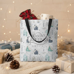 Gezellige Home Kerst Blauwgroen ID985 Tote Bag