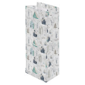 Gezellige Home Kerst Blauwgroen ID985 Wijn Cadeautas (Achterkant Gekanteld)