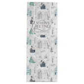 Gezellige Home Kerst Blauwgroen ID985 Wijn Cadeautas (Voorkant)