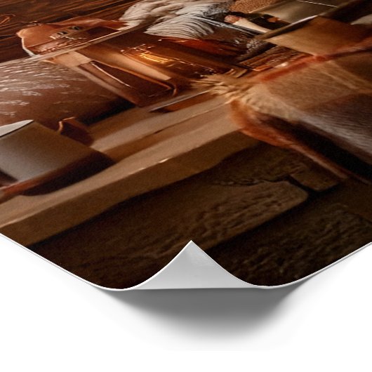 Gezellige Home open haard scene Poster (Hoek)