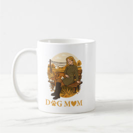 Gezellige Hond Moeder Bonding Moment Met Haar Geze Koffiemok