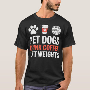 Gezellige honden drinken koffie en tillen gewichte t-shirt