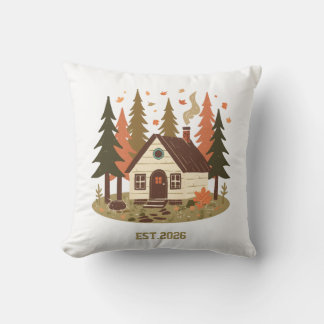 Gezellige Houten Hut Herfst en Winter Maatwerk Kussen