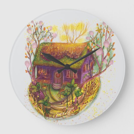 Gezellige huis illustratie grote klok (Voorkant)
