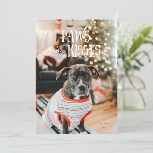 Gezellige huisdierfoto Kerstkaart met Pootjes en K Kaart (Staand voorkant)