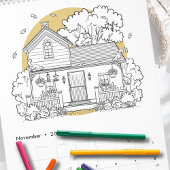 Gezellige huisjes kleur je eigen elk jaar kalender