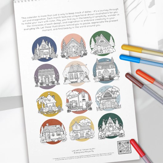 Gezellige huisjes kleur je eigen elk jaar kalender
