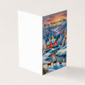 Gezellige huizen in de winter kaart (Buitenkant)