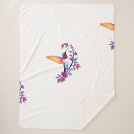 Gezellige Hummingbird en Bloemen Sherpa Deken