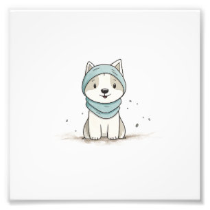 Gezellige Husky Illustratie - Schattige puppy in e Foto Afdruk
