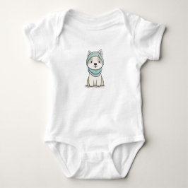 Gezellige Husky Illustration - Aangepaste gesneden Romper
