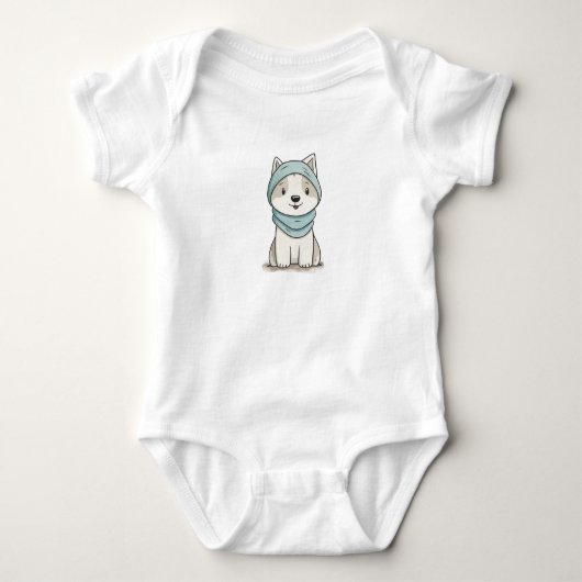 Gezellige Husky Illustration - Aangepaste gesneden Romper (Voorkant)