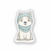 Gezellige Husky Illustration - Aangepaste gesneden Sticker (Voorkant)