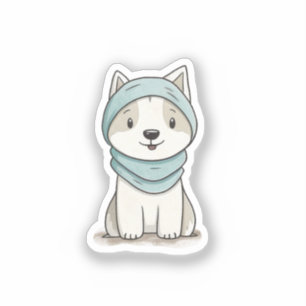 Gezellige Husky Illustration - Aangepaste gesneden Sticker