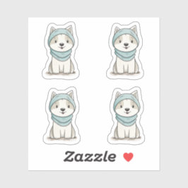 Gezellige Husky Illustration - Aangepaste gesneden Sticker