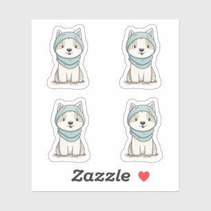 Gezellige Husky Illustration - Aangepaste gesneden Sticker