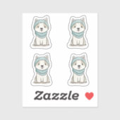 Gezellige Husky Illustration - Aangepaste gesneden Sticker (Vel)