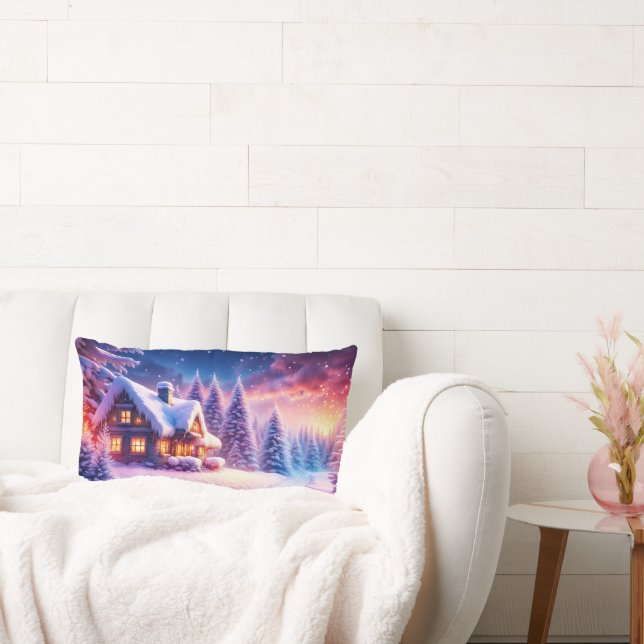 Gezellige hut bij Winter Wonderland Lumbar Pillow Kussen (Bank)