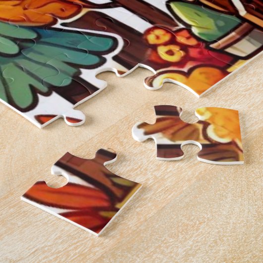 Gezellige hut in de bossen in de herfst legpuzzel (Zijkant)