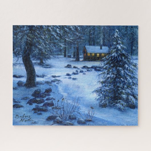 "Gezellige hut in de sneeuw"puzzel Legpuzzel (Horizontaal)