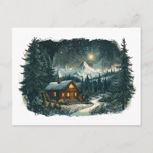 Gezellige hut in een Winter Wonderland Briefkaart (Voorkant)