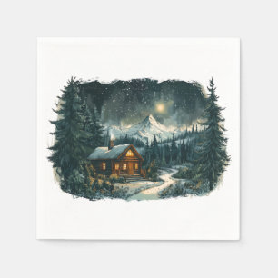 Gezellige hut in een Winter Wonderland Servet
