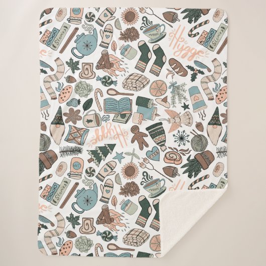 Gezellige Hygge Naadloze Patroon Sherpa Deken (Voorkant)