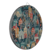 Gezellige Hygge Village Nordic Folk Art Dartbord (Voorkant Links)