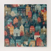 Gezellige Hygge Village Nordic Folk Art Legpuzzel (Verticaal)