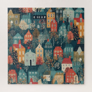 Gezellige Hygge Village Nordic Folk Art Legpuzzel