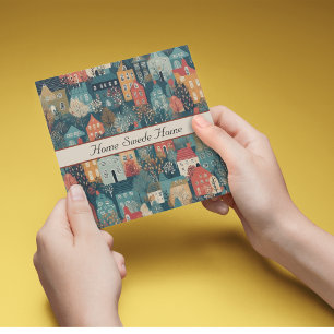 Gezellige Hygge Village Nordic Folk Art, op maat