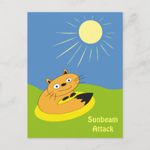 Gezellige introvert kat zonnestraal humor illustra briefkaart