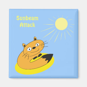 Gezellige introvert kat zonnestraal humor illustra magneet