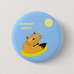 Gezellige introverte kat Zonnestraal Humor Illustr Ronde Button 5,7 Cm