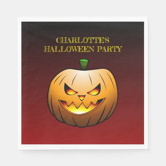 Gezellige Jack o'lantern Halloween pompoen Servet (Voorkant)