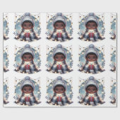 Gezellige jongen in deken- Kerst inpakpapier (Vlak)