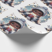 Gezellige jongen in deken- Kerst inpakpapier (Hoek)