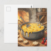 Gezellige Kaasfondue Haard Briefkaart (Voorkant / Achterkant)