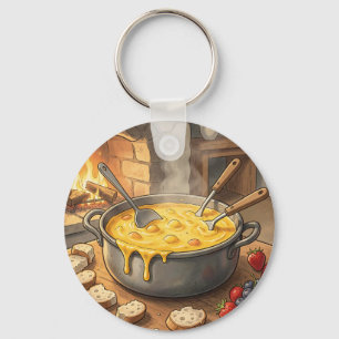 Gezellige Kaasfondue Haard Sleutelhanger