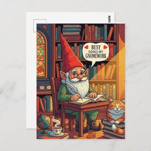 Gezellige kabouter die zijn kabouterwerk doet briefkaart (Voorkant / Achterkant)