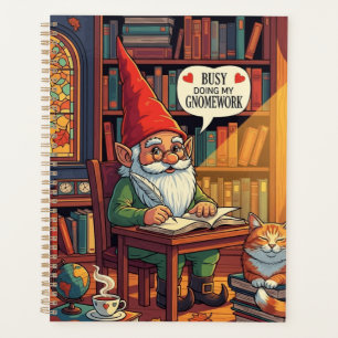 Gezellige kabouter die zijn kabouterwerk doet planner