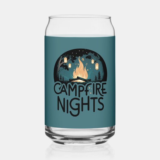 Gezellige kampvuur nachten rustiek outdoor avontuu blikvorm glas (Achterkant)