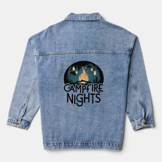 Gezellige kampvuur nachten rustiek outdoor avontuu denim jacket (Achterkant)