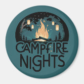Gezellige kampvuur nachten rustiek outdoor avontuu magneet (Voorkant)