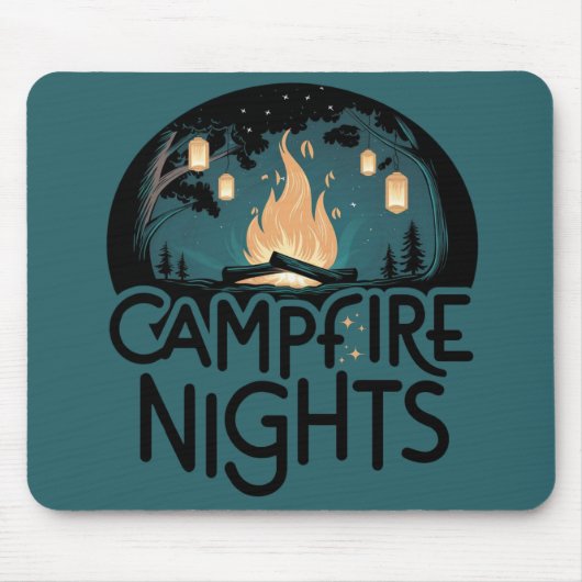 Gezellige kampvuur nachten rustiek outdoor avontuu muismat (Voorkant)