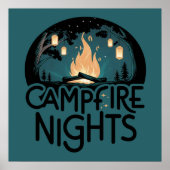 Gezellige kampvuur nachten rustiek outdoor avontuu poster (Voorkant)